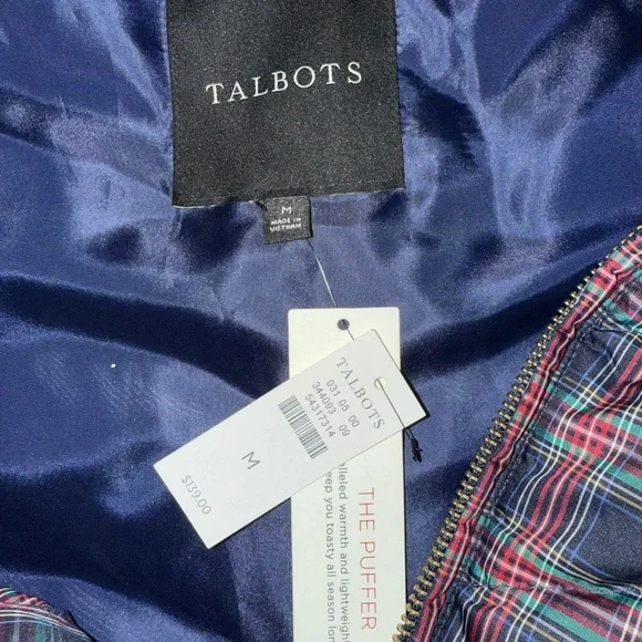 Talbots Navy and Plaid Puffer Vest - Picture 5 of 5